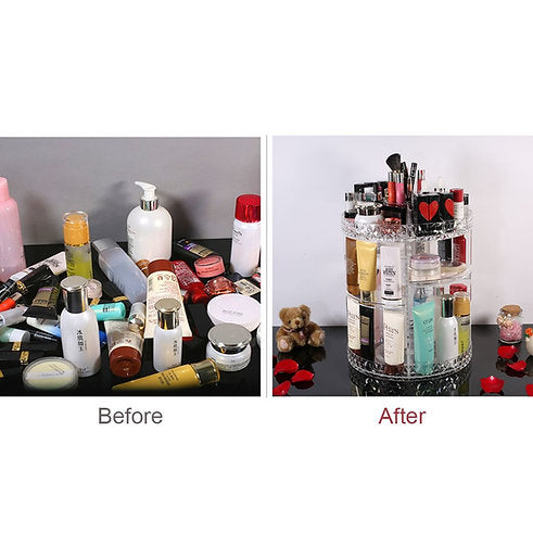 Makeup Organizer 360-Degree Rotating Cosmetic Storage Box.