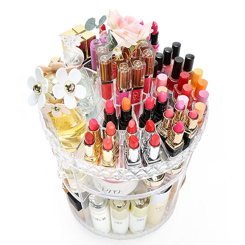 Makeup Organizer 360-Degree Rotating Cosmetic Storage Box.