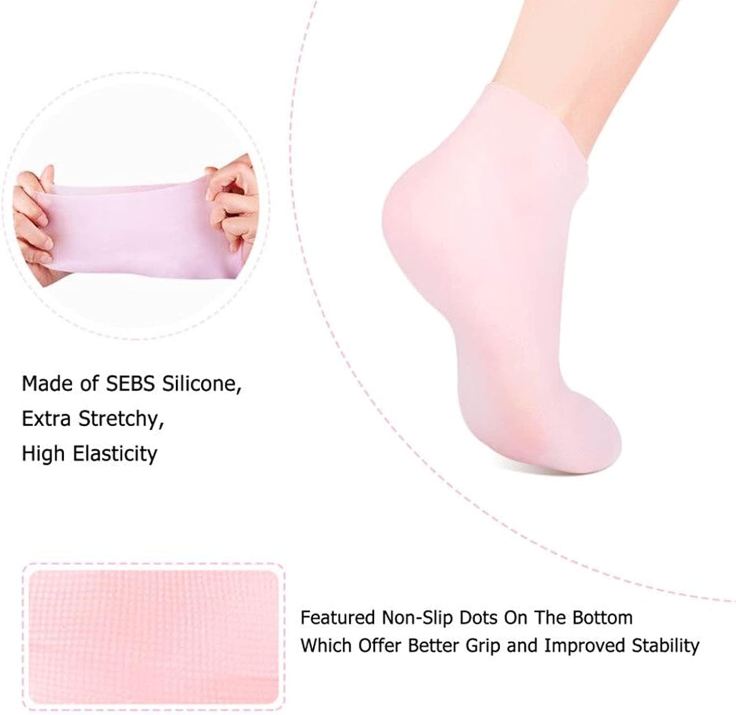 Moisturizing Socks, Pedicure Socks for Repairing Dry Feet, Cracked Heel and Softening Rough Skin. ( 2 pieces)