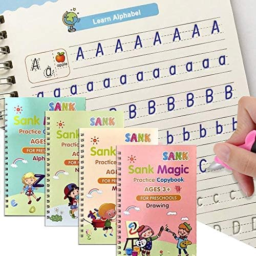 Magic Book (4 Books+10 Pen Refills+1 Pen+1 Grip) الكتاب السحري للكتابة (4 كتب + 10 عبوات أقلام + 1 قلم + 1 قبضة) التوصيل مجاني