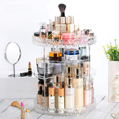 Makeup Organizer 360-Degree Rotating Cosmetic Storage Box.